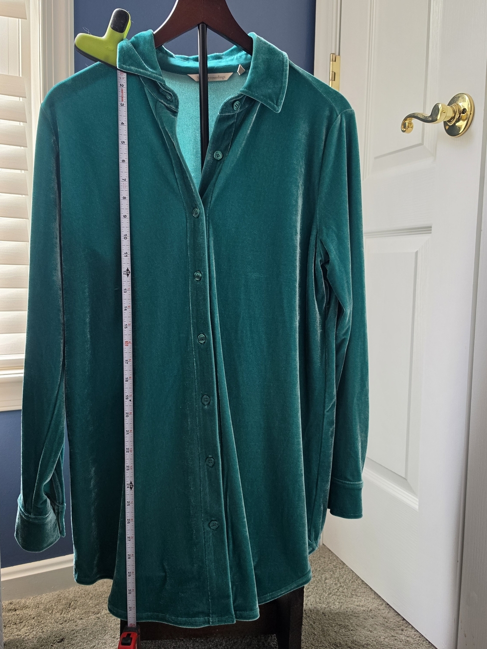 EUC Soft Surroundings Velvet Boyfriend Button-Up Tunic Shirt S